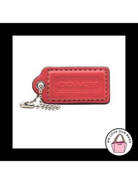 2" Medium COACH Pink Leather Nickel Key Fob Bag Charm Keychain Hang Tag